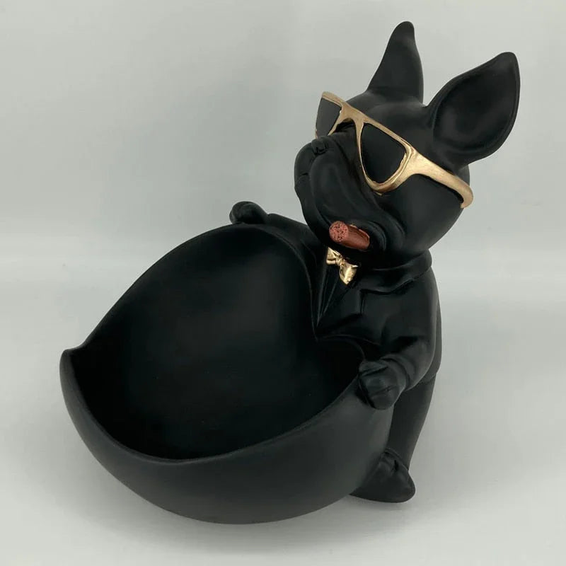 Estátua Bulldog Decorativo Armazenador