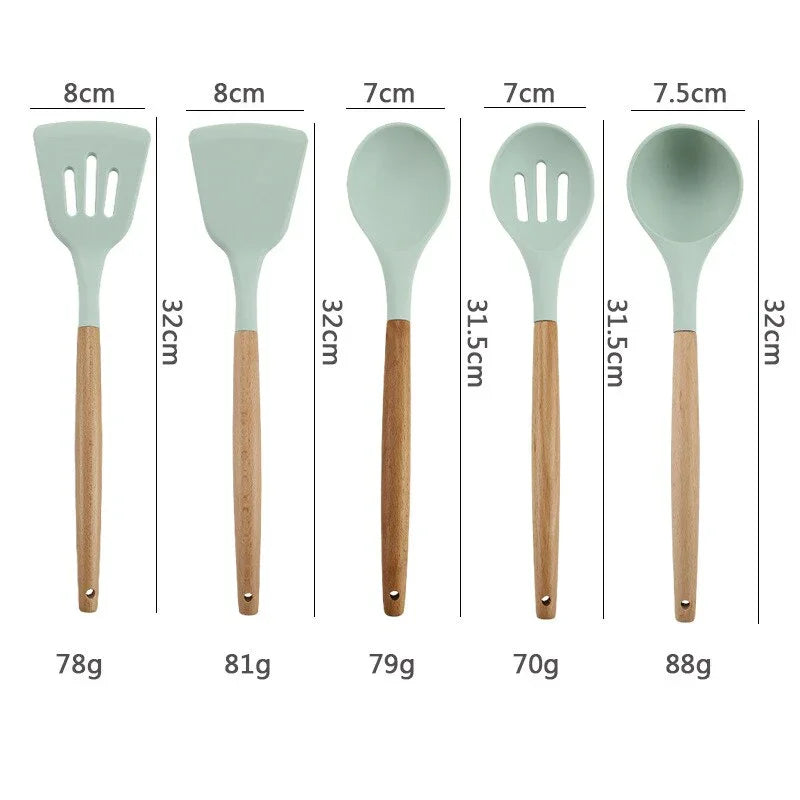 Conjunto Profissional com 12 Utensílios para Cozinha de Silicone Antiaderente