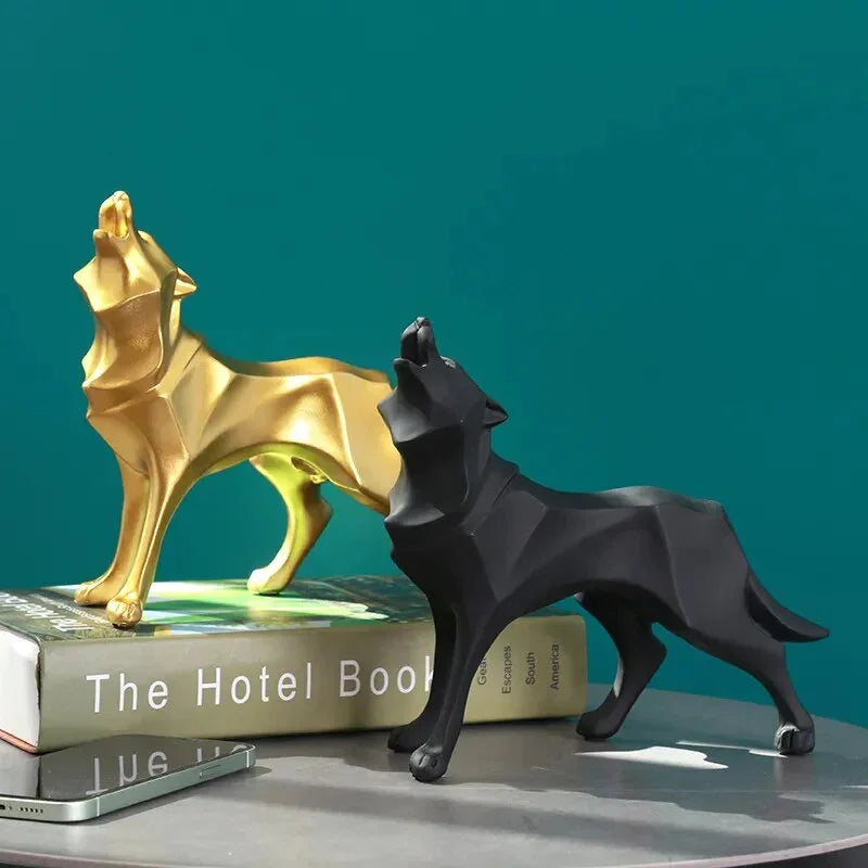 Escultura Decorativa Lobo Uivando
