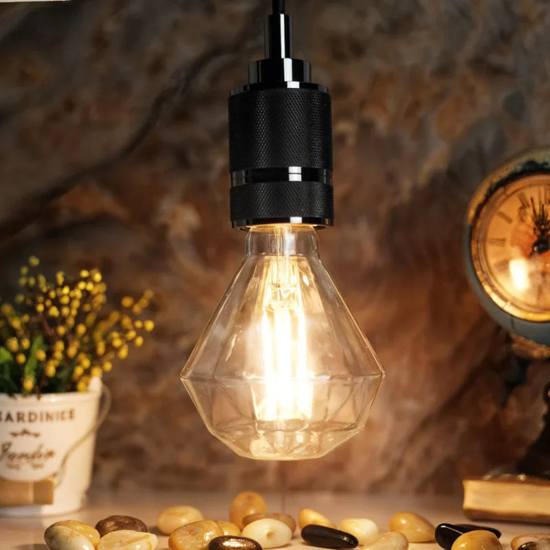 Lâmpada Quente Âmbar Retrô Vintage de Filamento - Formato de Diamante
